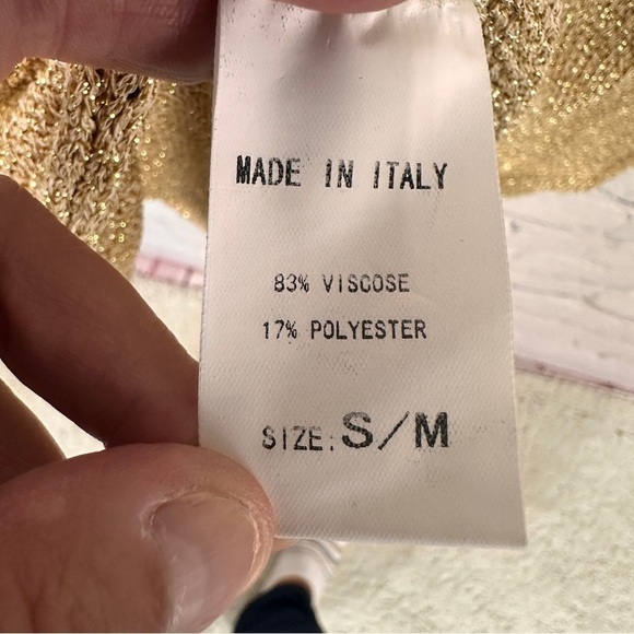 Yunika gold metallic dress swim coverup size small/ medium stretchy Italy vacay - Picture 11 of 12